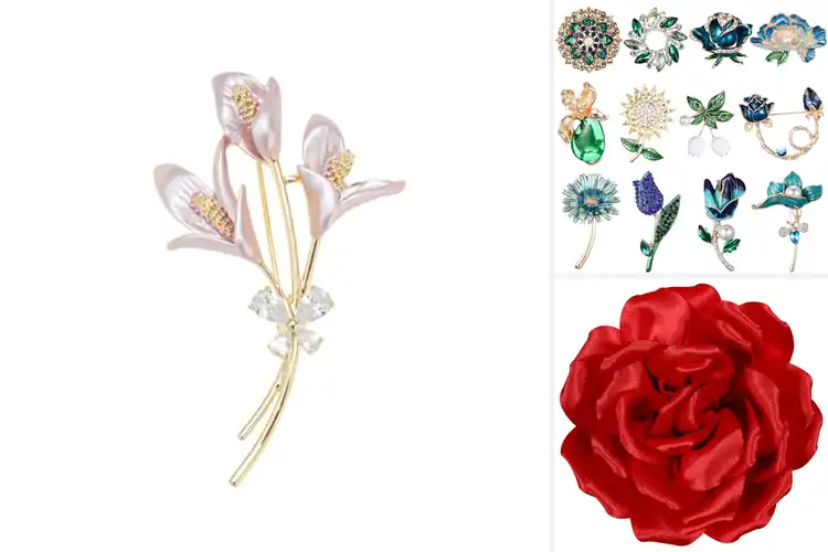 Detailed view of Best Flower Brooches: 10 Elegant Sparkling Designs