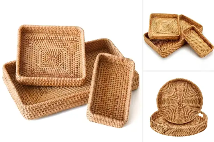 Detailed view of Best Rattan Serving Trays